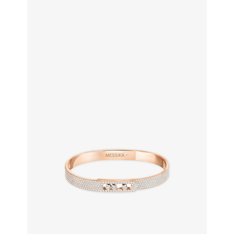 Move Noa Pavé 18ct Gold And 2.3ct Diamond Bangle Bracelet - PINK - XS