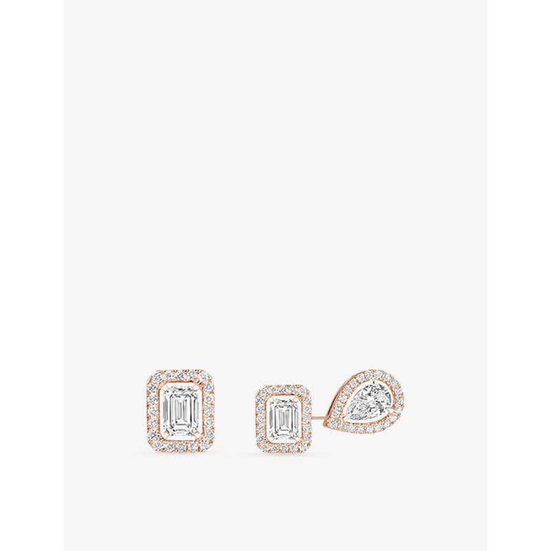 My Twin 18ct Gold And 0.81ct Diamond Stud Earrings - PINK