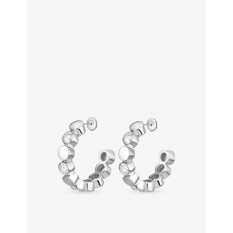 Vibes Mini 18ct White Gold And 3.28ct Diamond Hoop Earrings - PINK