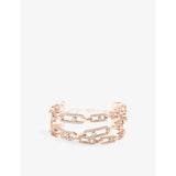 Move Link 3-Row 18ct White-Gold And 3.26ct Diamond Cuff Bracelet - PINK - XS