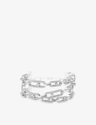 Messika Move Link 3-Row 18ct White Gold 3.26ct Diamond Cuff Bracelet