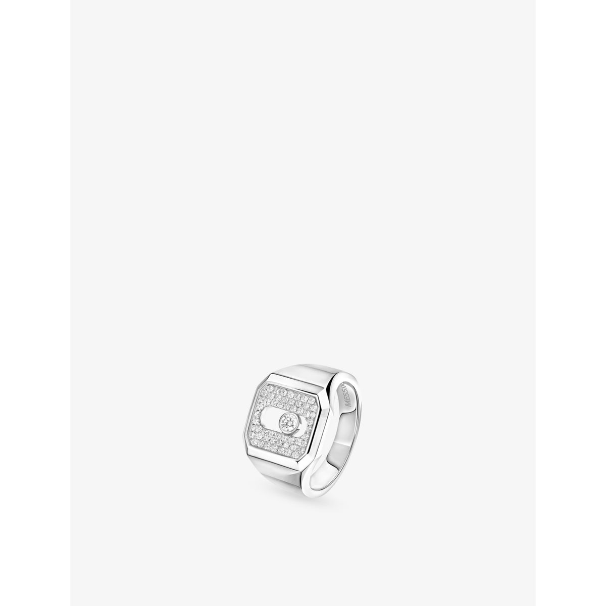 Move Joaillerie Pave 18ct Gold And 0.27ct Diamond Signet Ring - WHITE - K