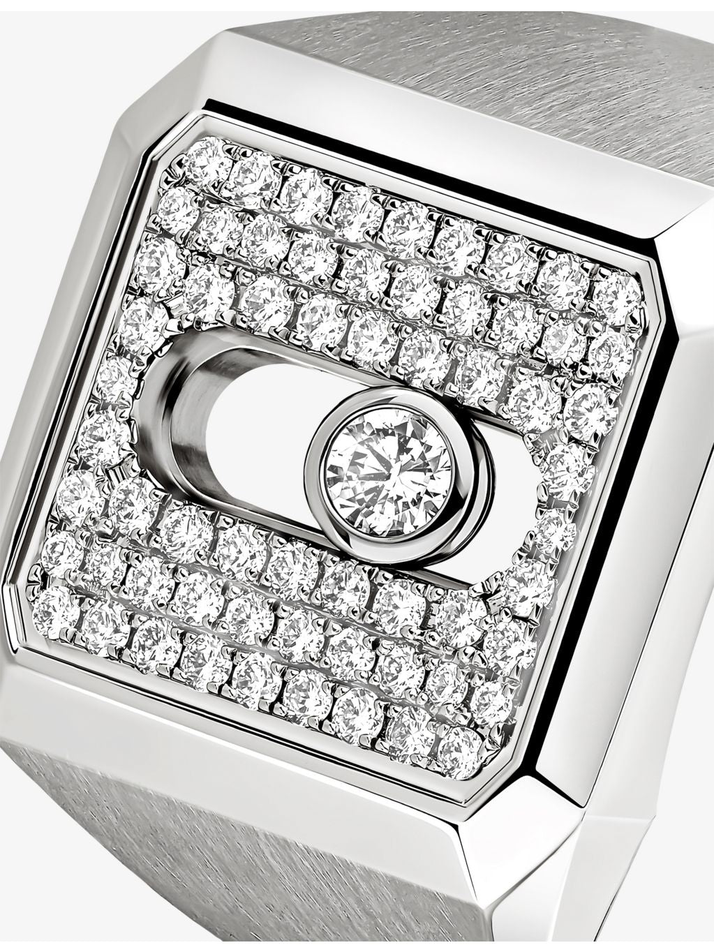 Messika titanium pave signet ring 0.35ct, imported from the UK