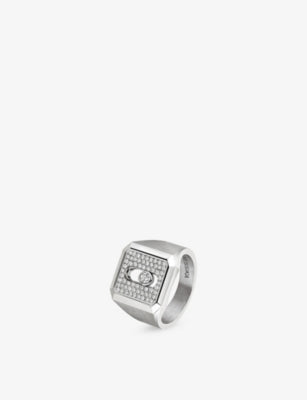 Messika Move Natural Titanium Pavé 18ct Gold and 0.35ct Diamond Signet Ring