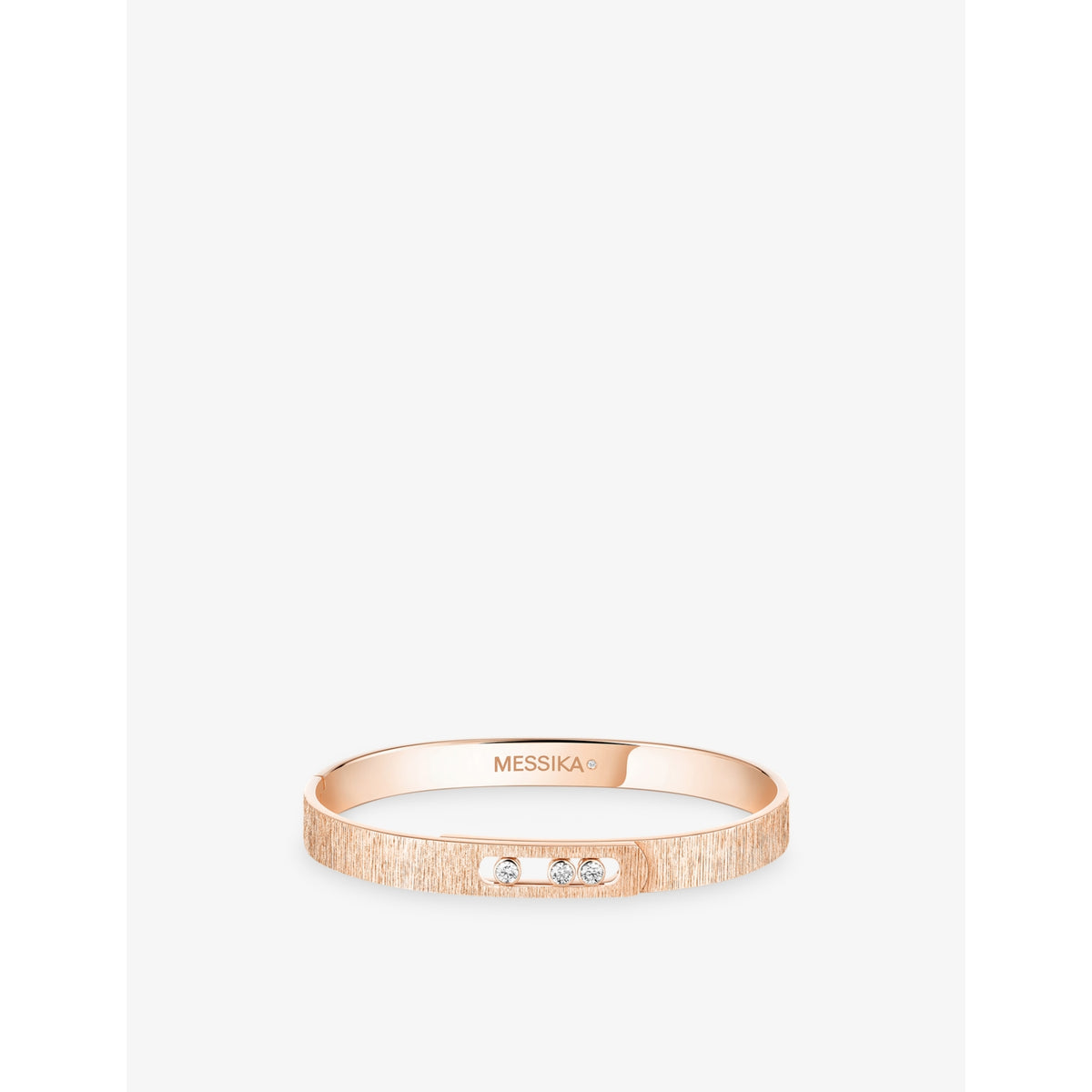 Move Noa Chiseled 18ct Gold And 0.15ct Diamond  Bangle Bracelet - PINK - XS