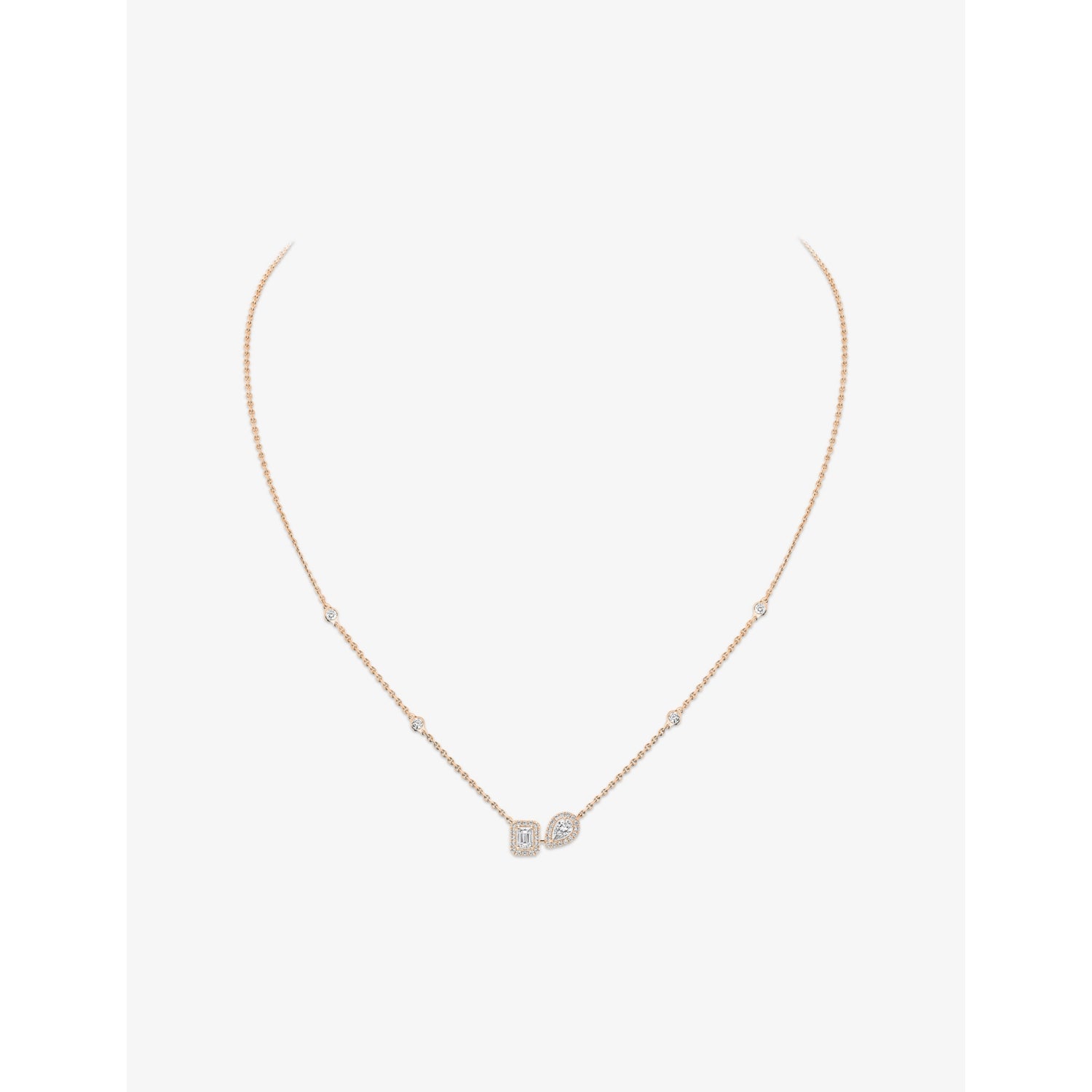 My Twin 18ct Gold And 0.30ct Diamond Necklace - PINK