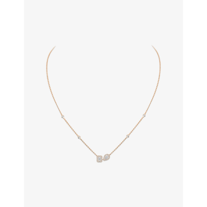 My Twin 18ct Gold And 0.30ct Diamond Necklace - PINK