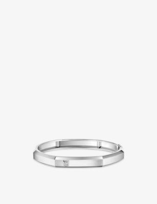 Messika Moderniste Medium Brushed 18ct White Gold 0.05ct Diamond Bracelet