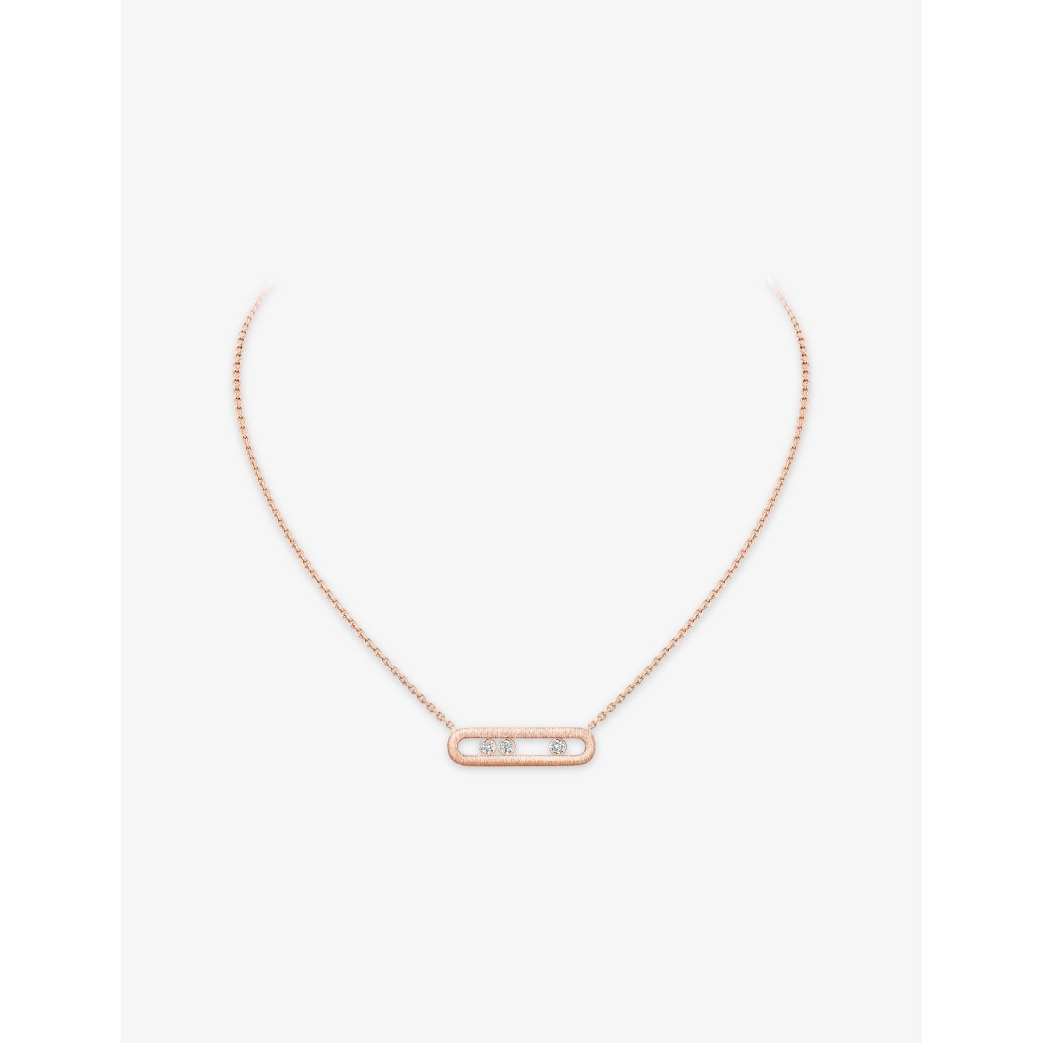 Move Classique Ciselé 18ct Gold And 0.20ct Diamond Necklace - PINK