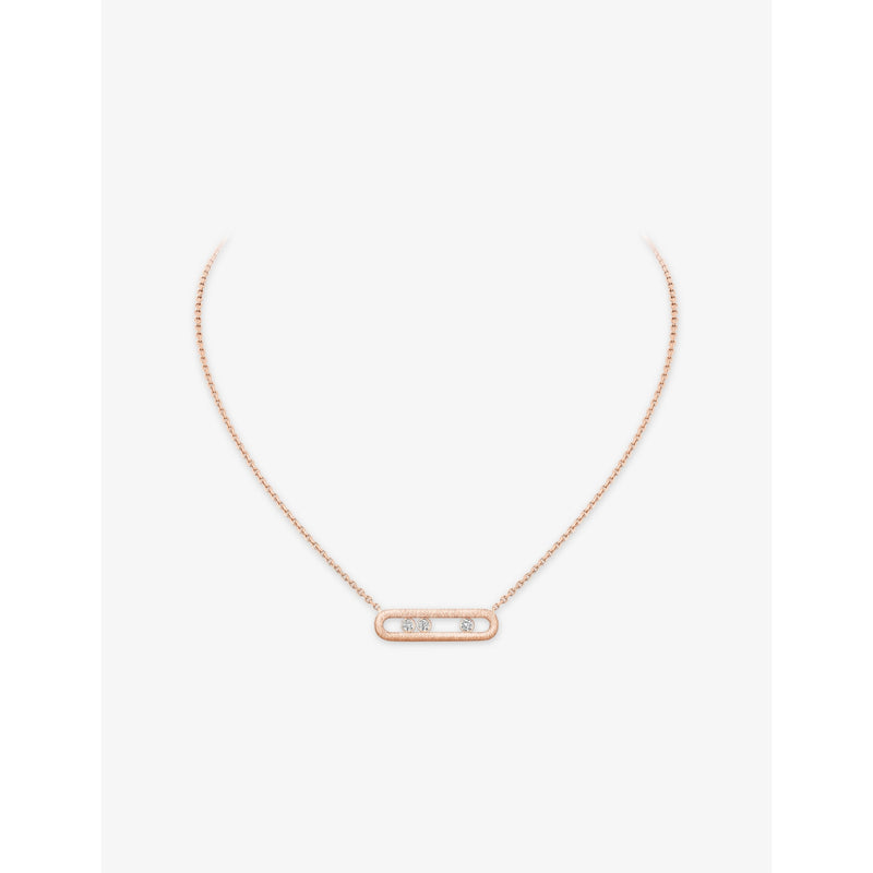 Move Classique Ciselé 18ct Gold And 0.20ct Diamond Necklace - PINK