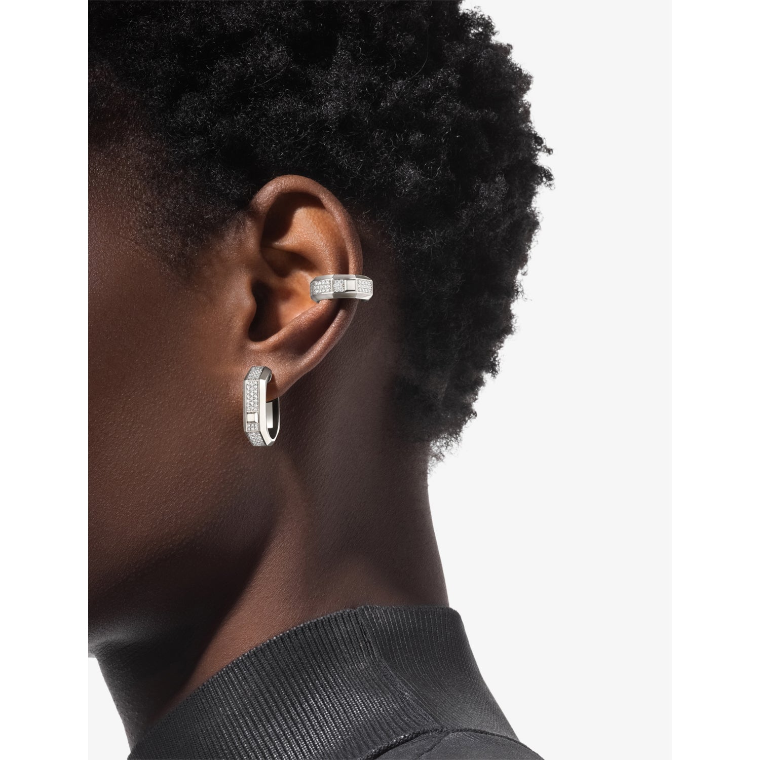 Messika medium pavé diamond hoop single earring in 18ct gold - British product
