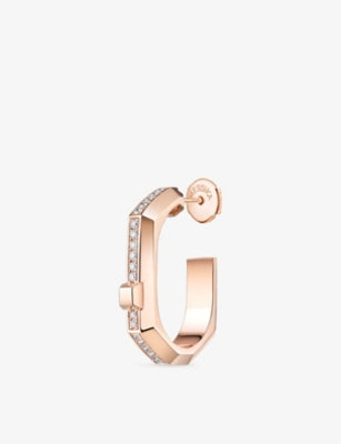 Messika 18ct gold pavé diamond hoop earring, imported from the UK