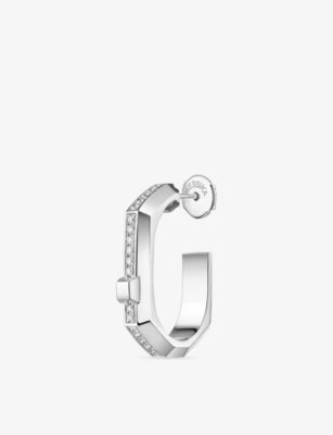 Messika 18ct gold pavé diamond hoop earring, imported from the UK