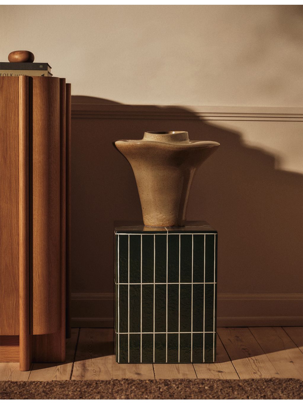 ferm LIVING Evio large stoneware vase 35cm, imported from the UK