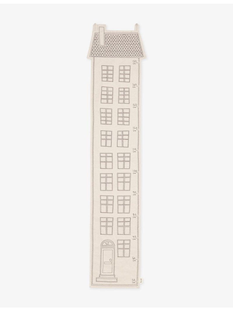 ferm LIVING cotton growth chart with embroidered house design 120cm - British product