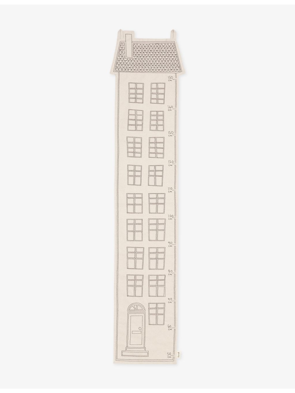 ferm LIVING cotton growth chart with embroidered house design 120cm - British product