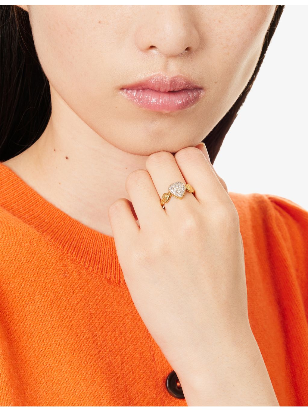 RESELFRIDGES vintage 9ct gold diamond heart ring, imported from the UK