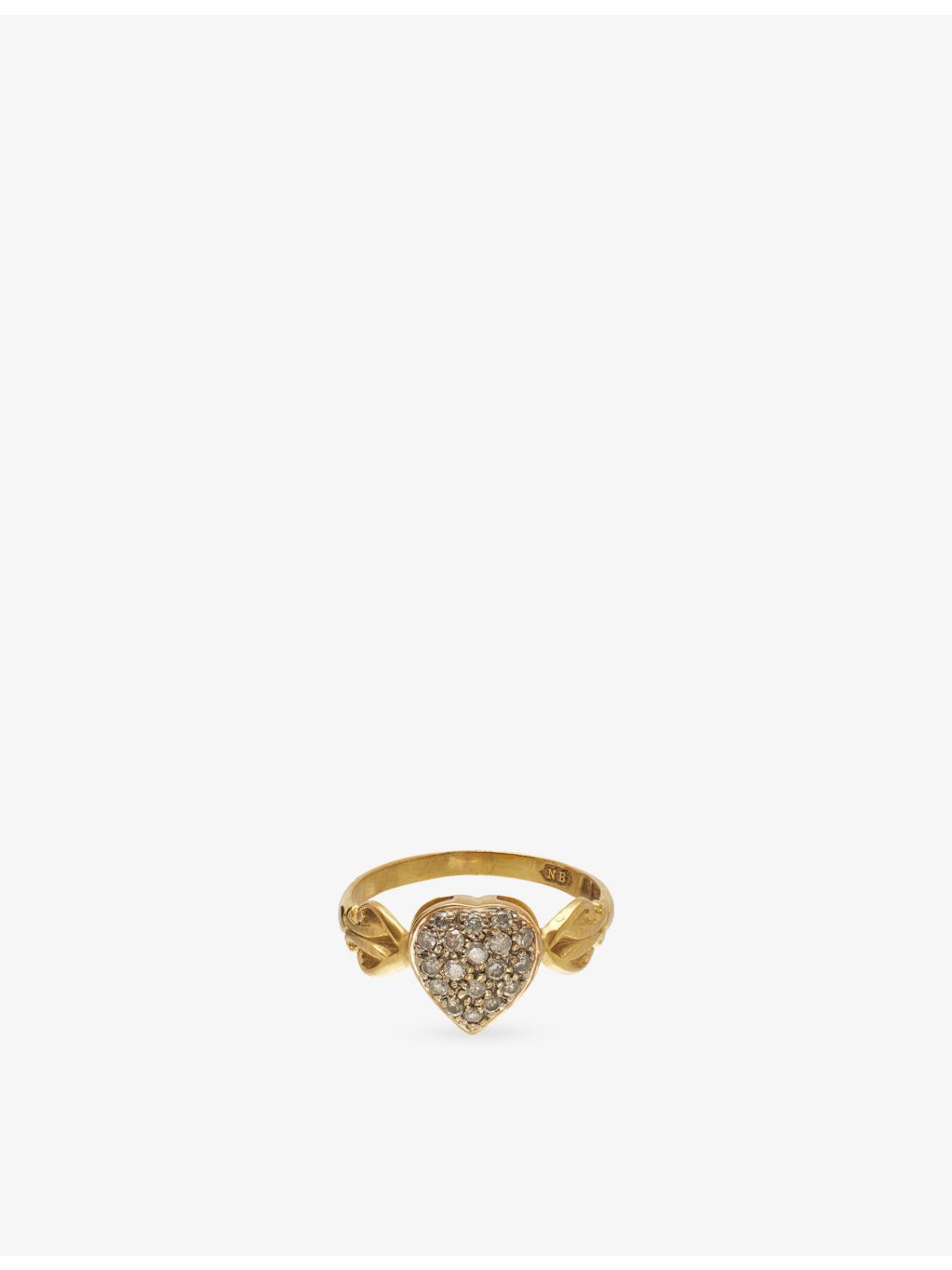 RESELFRIDGES vintage 9ct gold diamond heart ring, imported from the UK