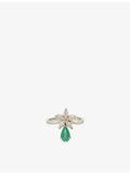 RESELFRIDGES vintage emerald flower diamond ring, imported from the UK