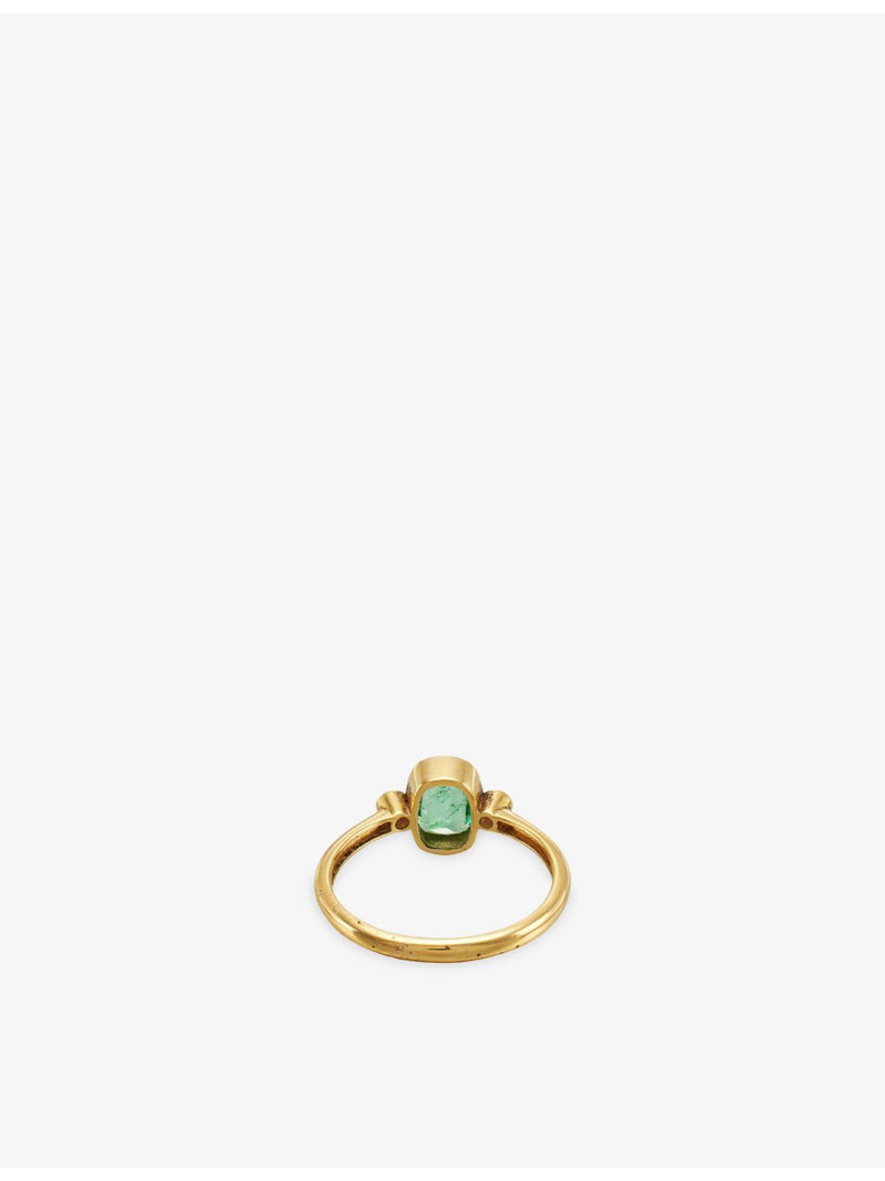 Trilogy ring 14ct yellow gold emerald and diamond, UK version
