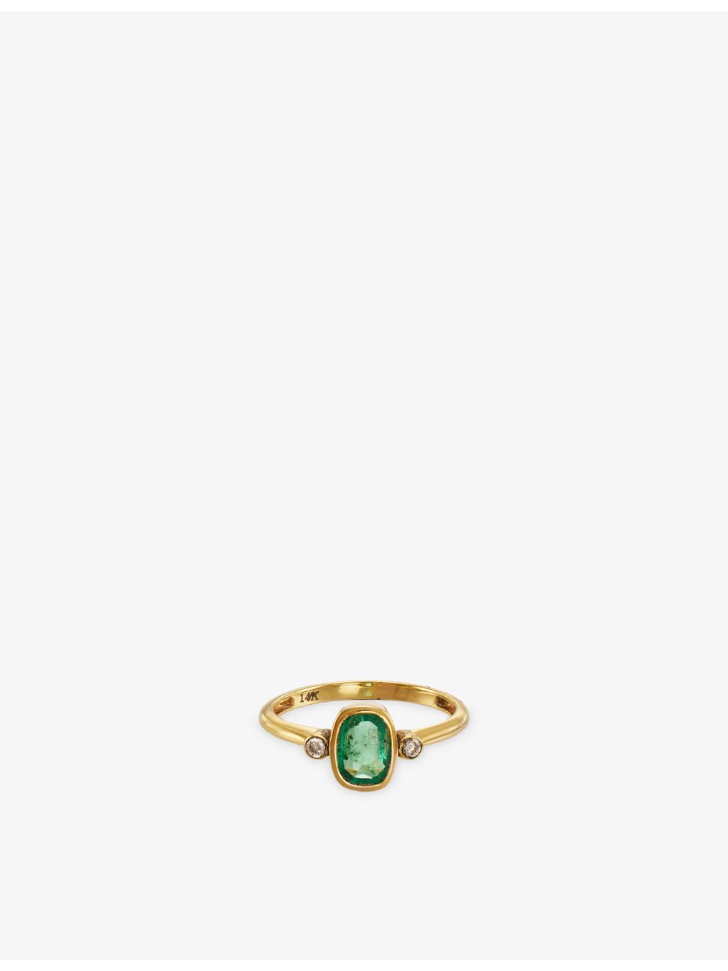 Trilogy ring 14ct yellow gold emerald and diamond, UK version