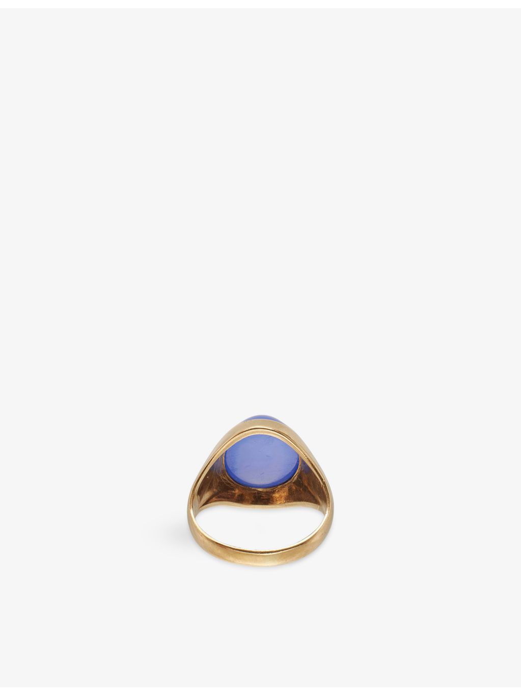 RESELFRIDGES 9ct gold blue chalcedony signet ring, imported from the UK