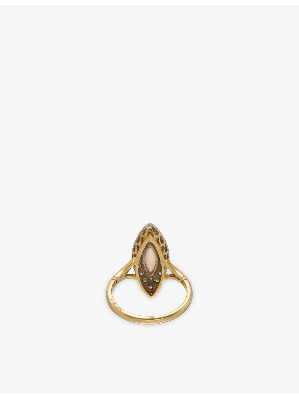 Reselfridges opal diamond navette ring 18ct gold, UK size O - British product