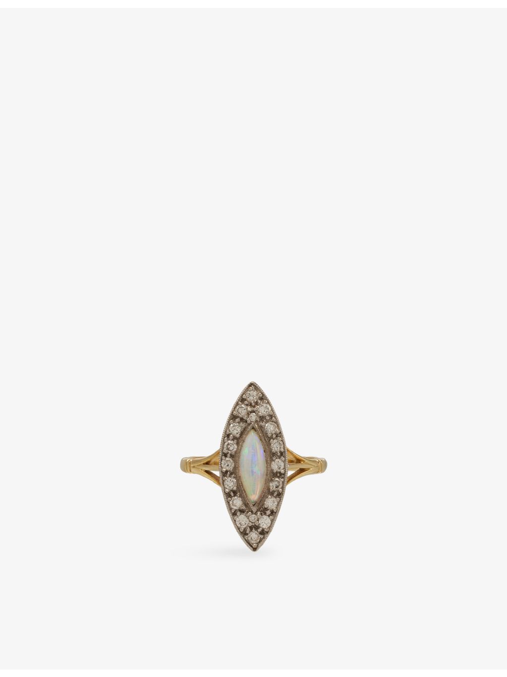 Reselfridges opal diamond navette ring 18ct gold, UK size O - British product