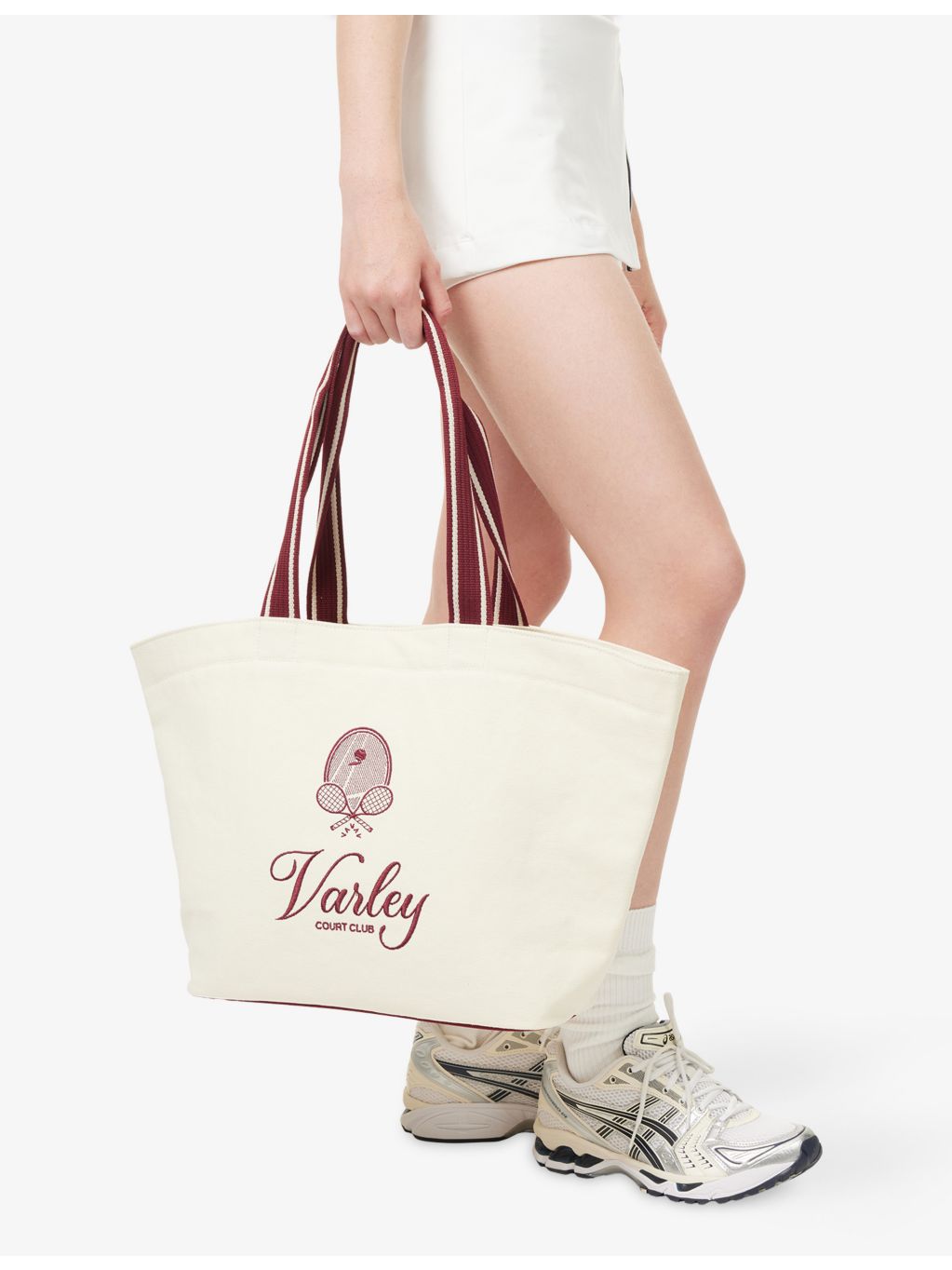 Varley embroidered cotton tote bag, imported from the UK