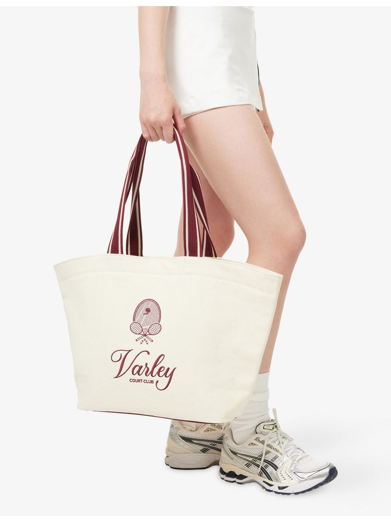 Varley embroidered cotton tote bag, imported from the UK