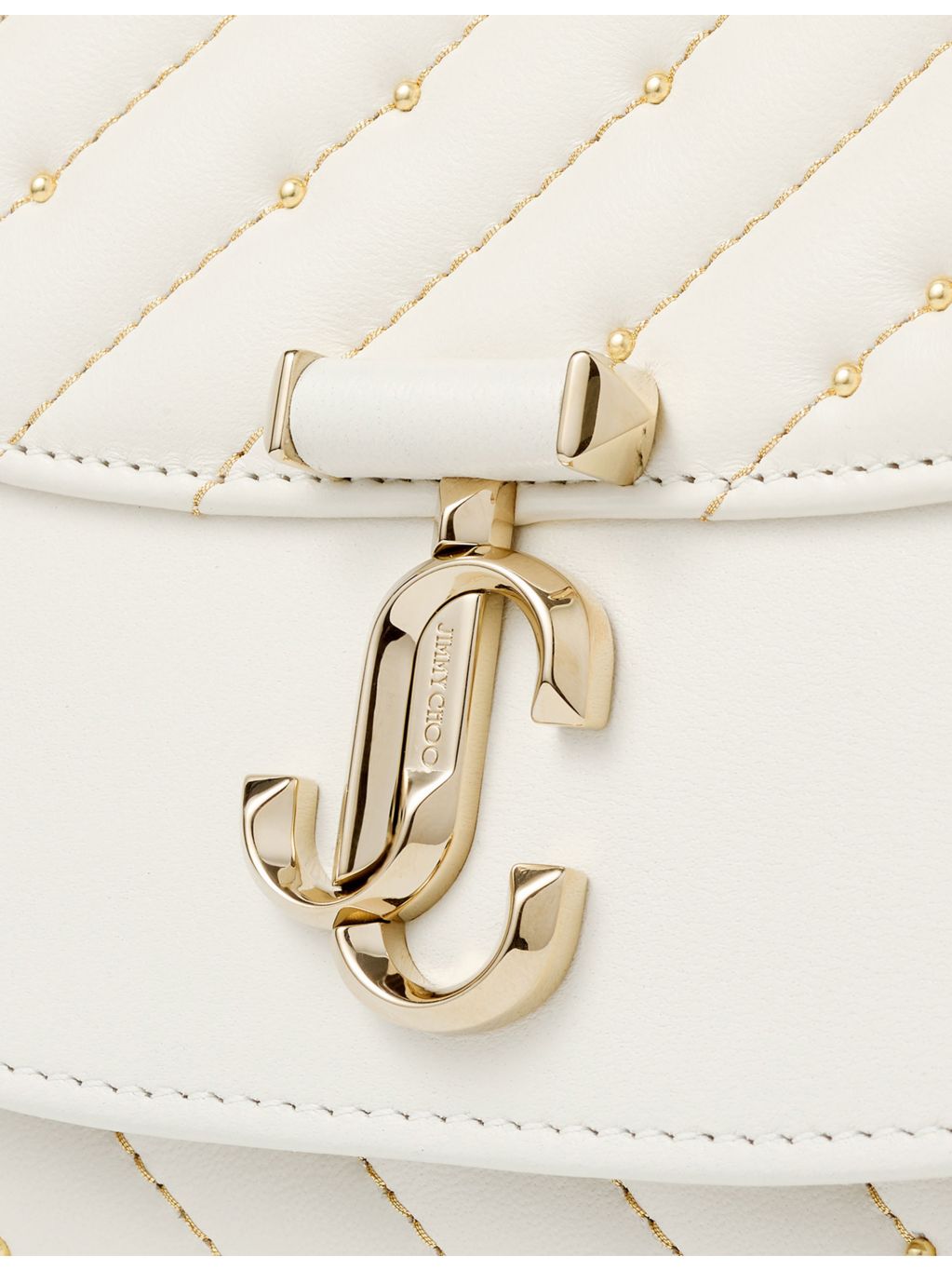 Jimmy Choo curved quilted leather clutch bag with chain strap, UK version