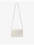 Jimmy Choo curved quilted leather clutch bag with chain strap, UK version