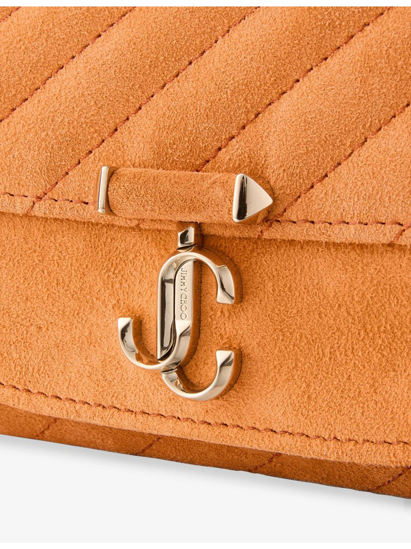Jimmy Choo suede wallet chain with gold hardware - British product