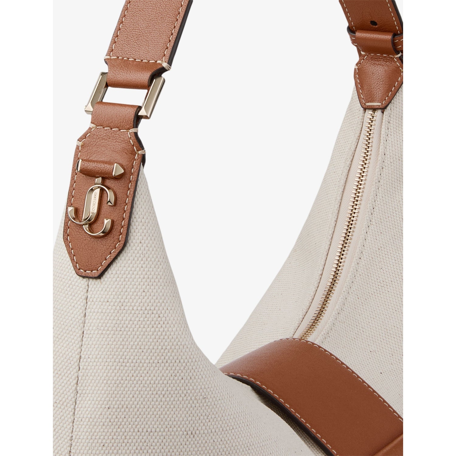 Jimmy Choo Bar Hobo canvas shoulder bag with leather trims (British brand)