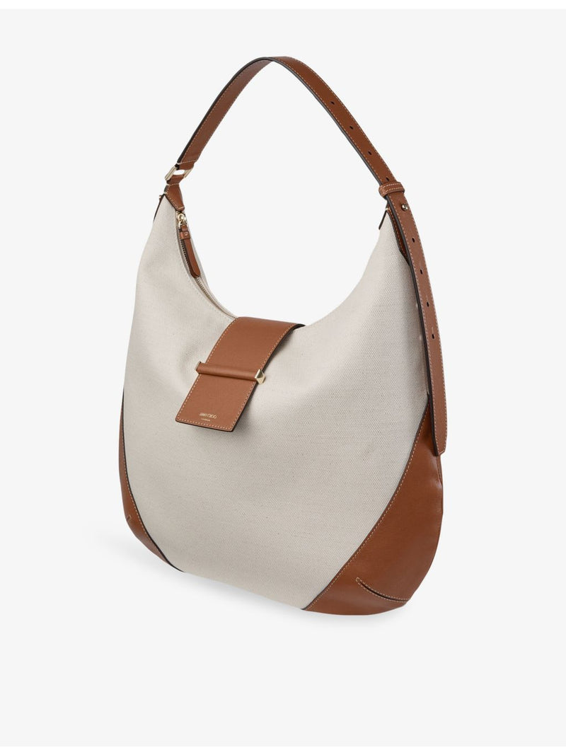 Jimmy Choo Bar Hobo canvas shoulder bag with leather trims (British brand)