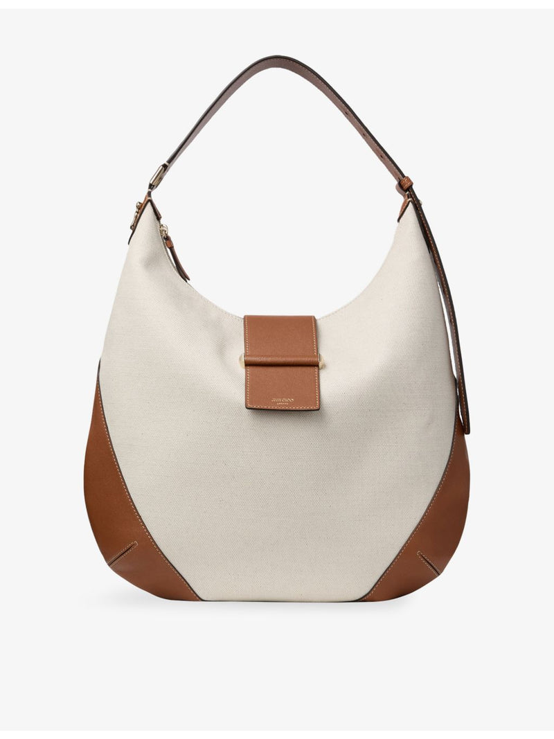 Jimmy Choo Bar Hobo canvas shoulder bag with leather trims (British brand)