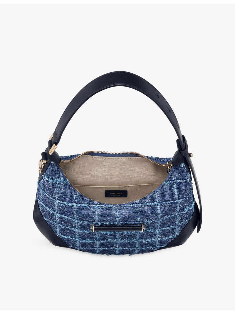 Jimmy Choo Bar Hobo denim shoulder bag, imported from the UK