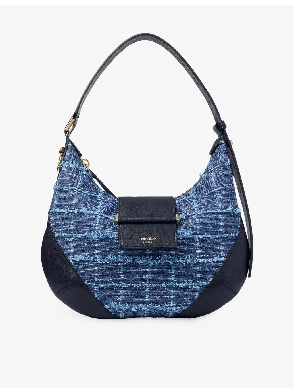 Jimmy Choo Bar Hobo denim shoulder bag, imported from the UK