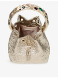 Jimmy Choo Bon Bon textured metallic woven bucket bag, UK version