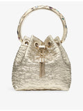 Jimmy Choo Bon Bon textured metallic woven bucket bag, UK version