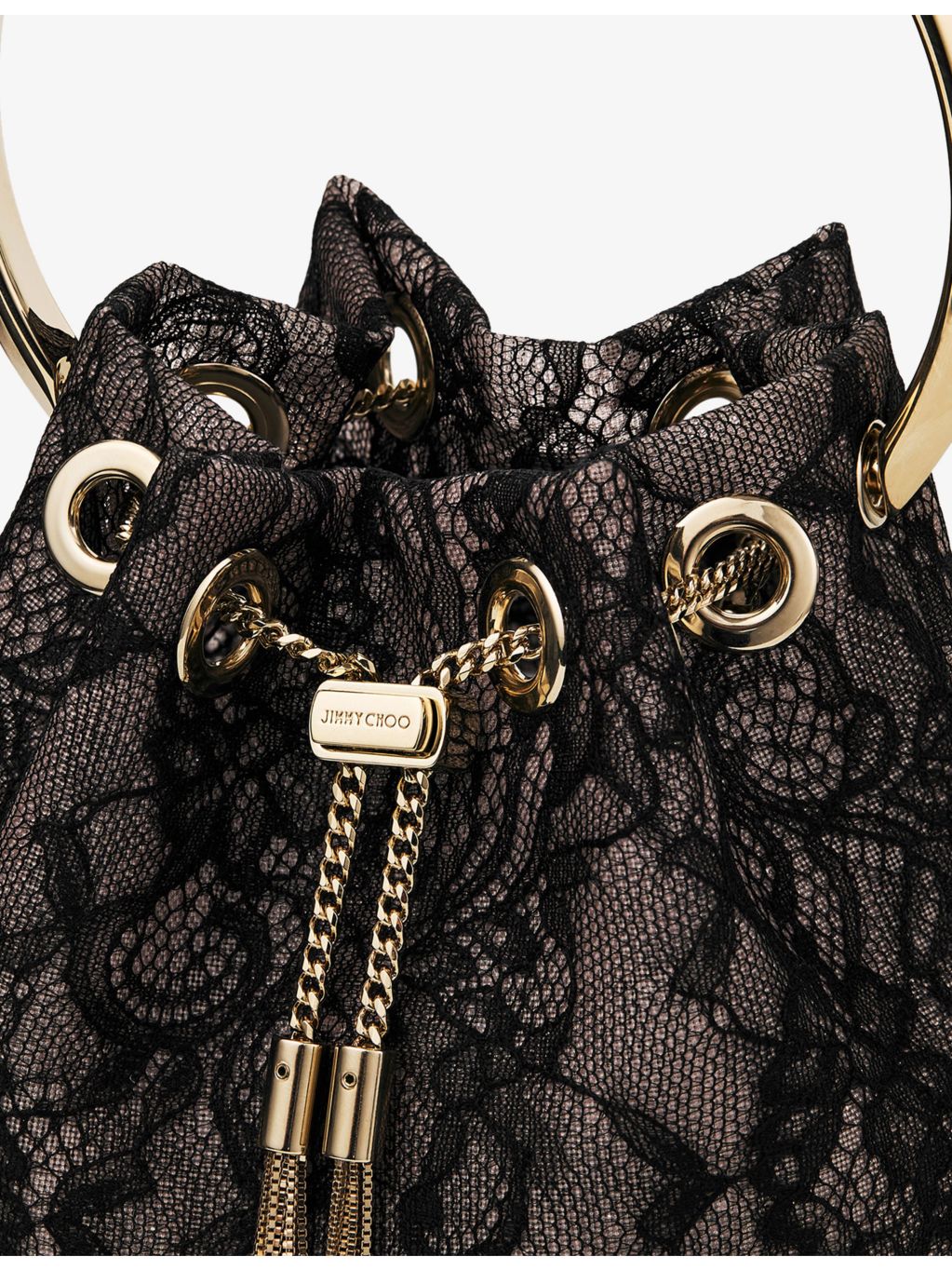 Jimmy Choo Bon Bon mesh and lace top-handle bag - British product