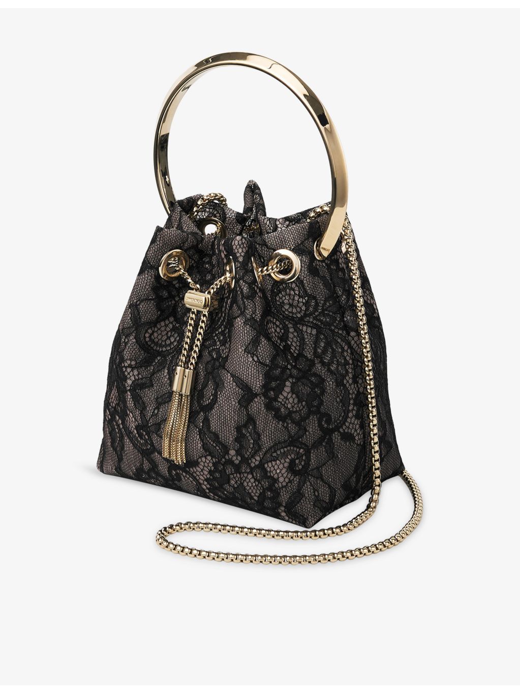 Jimmy Choo Bon Bon mesh and lace top-handle bag - British product