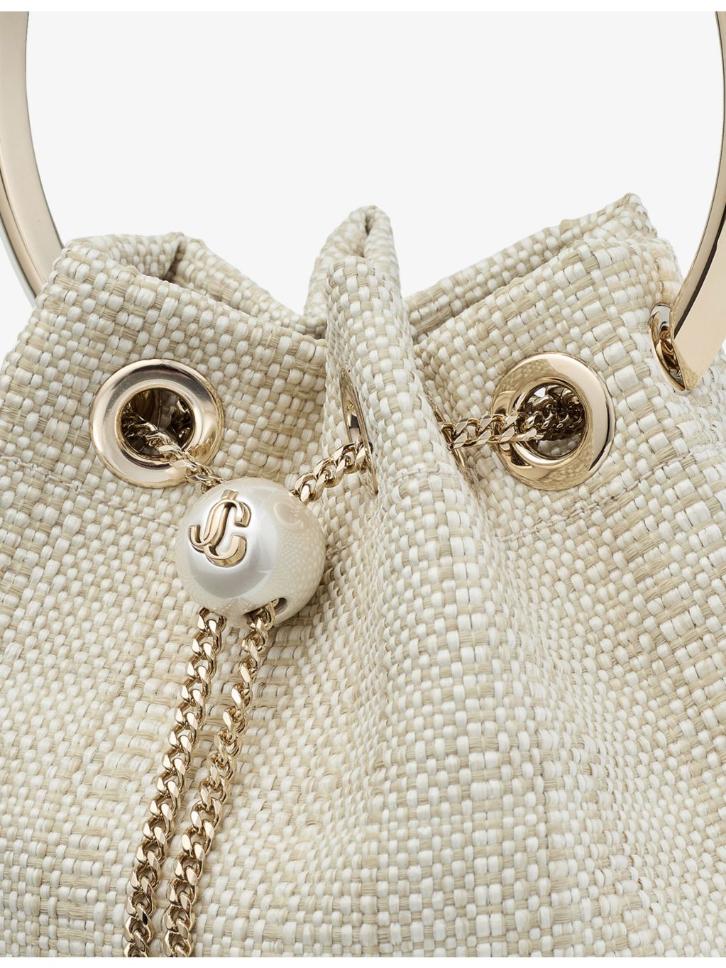 Jimmy Choo raffia top-handle bag with chain strap (British brand)