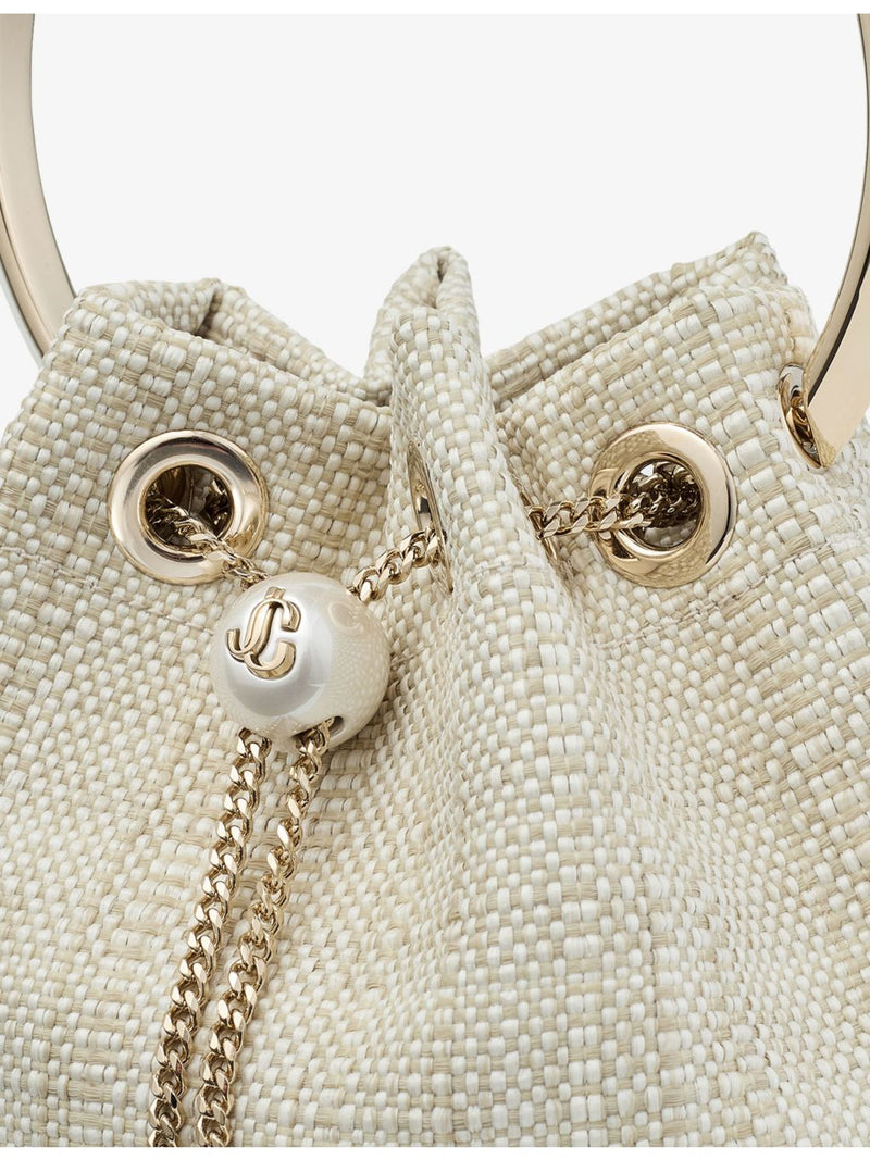 Jimmy Choo raffia top-handle bag with chain strap (British brand)