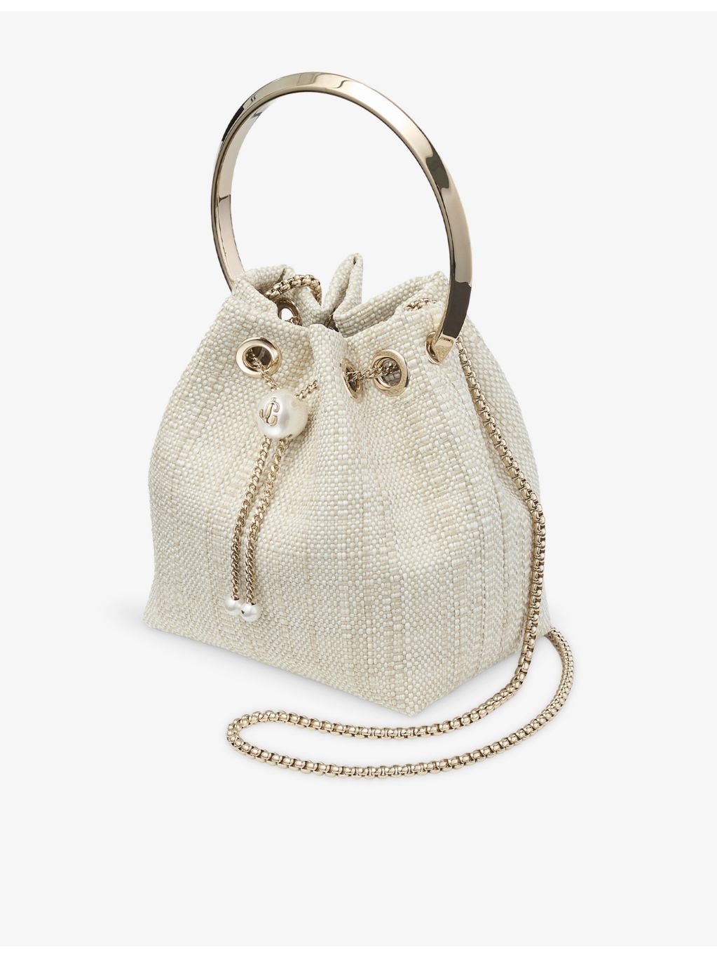 Jimmy Choo raffia top-handle bag with chain strap (British brand)