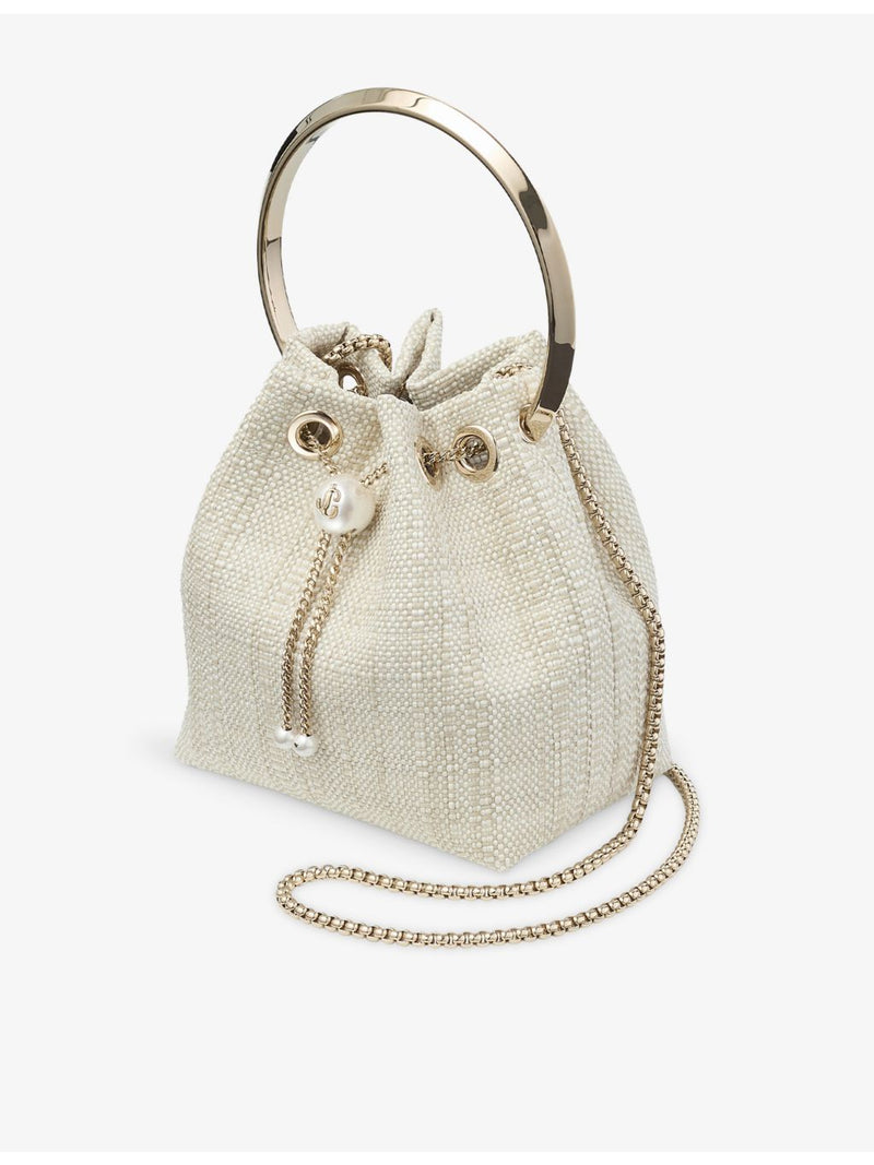 Jimmy Choo raffia top-handle bag with chain strap (British brand)