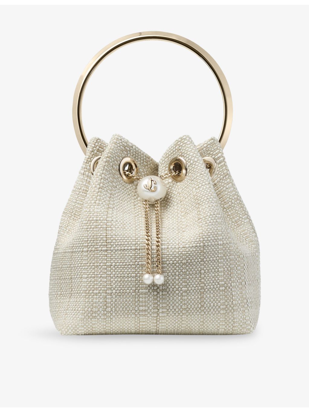 Jimmy Choo raffia top-handle bag with chain strap (British brand)