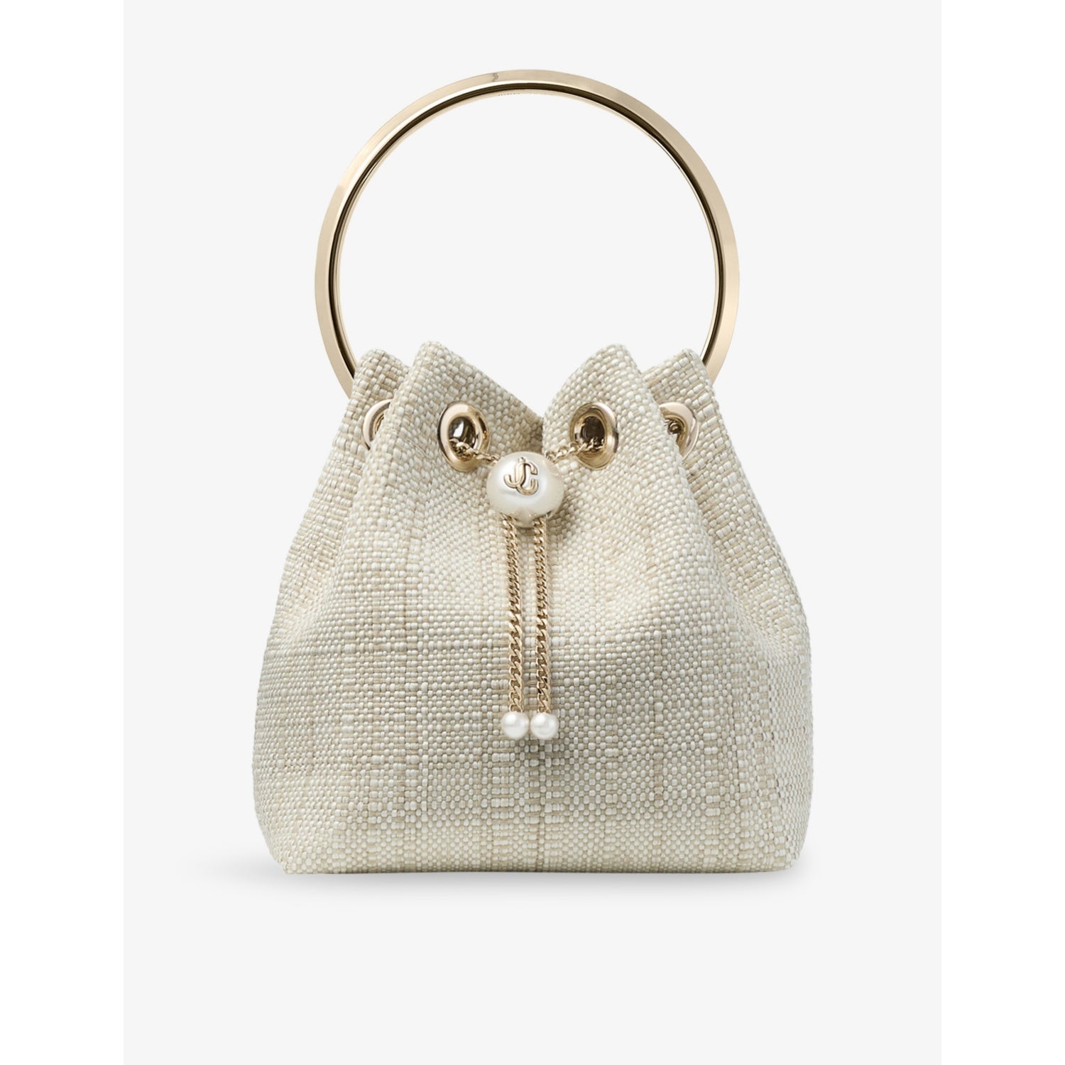 Jimmy Choo raffia top-handle bag with chain strap (British brand)