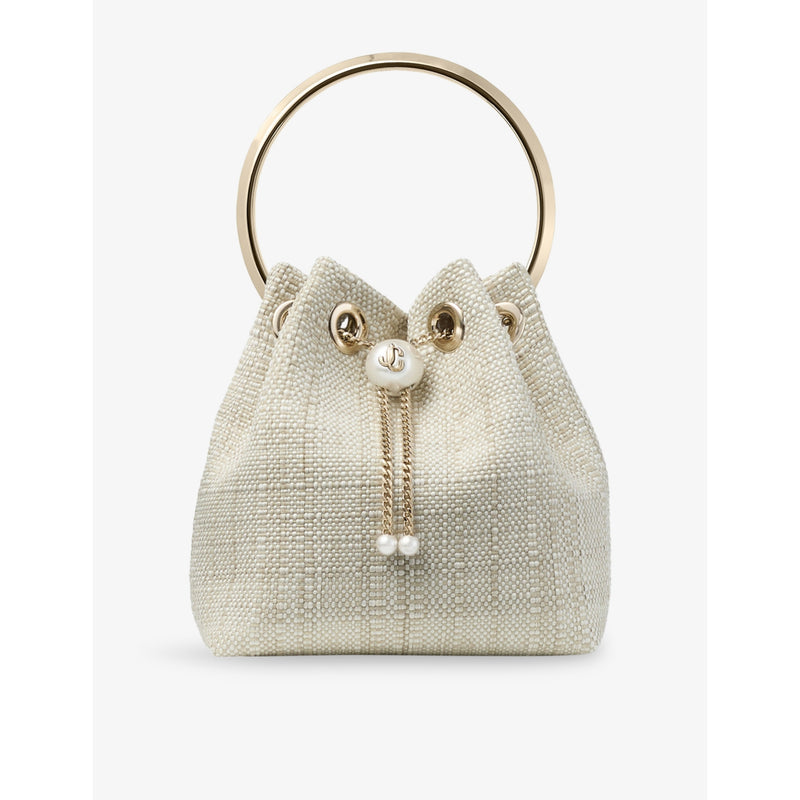 Jimmy Choo raffia top-handle bag with chain strap (British brand)