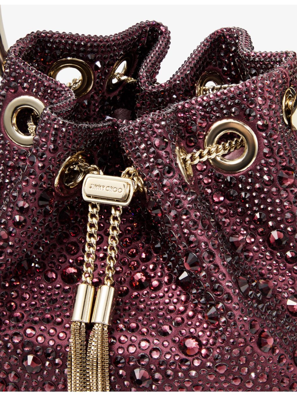 Jimmy Choo Bon Bon crystal satin bucket bag, UK version